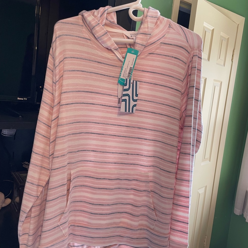 Market & Spruce Pink Striped Hoodie